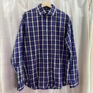 14th & Union Purple Plaid XL Trim Fit‎ Wrinkle Resistant Long Sleeve Shirt